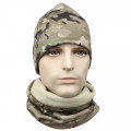 Комплект шапка-баф флисовая JY-139 Camouflage CP