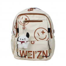 Рюкзак подростковый WEI'ZN-20237 с брелком на 2 отделения 20-35L школьный Ivory