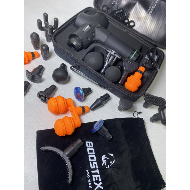 Безкоштовна доставка. Ударний перкусійний масажер Boostex (massage gun) АнтицелюлітнийПеркусійний режимів, АБС-пластик, поліуретан насадка, батарея