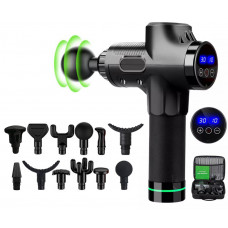 Ударний перкусійний масажер Massage Gun Max АнтицелюлітнийПеркусійний режимів та АБС-пластик, поліуретан насадок з кейсом (Чорний)