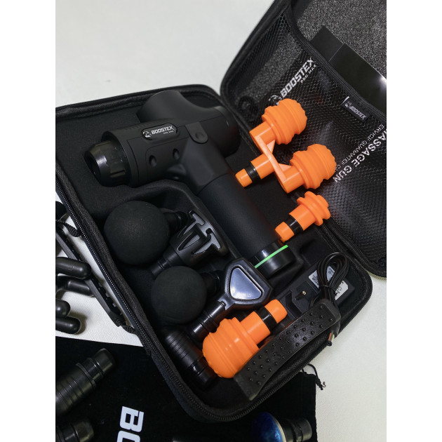 Новинка. Ударний перкусійний масажер АнтицелюлітнийПеркусійний режимів, АБС-пластик, поліуретан насадка, 2500am/h батарея, кейс (Чорний)