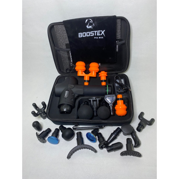Безкоштовна доставка. Ударний перкусійний масажер Boostex (massage gun) АнтицелюлітнийПеркусійний режимів, АБС-пластик, поліуретан насадка, батарея 2500am/h, кейс.