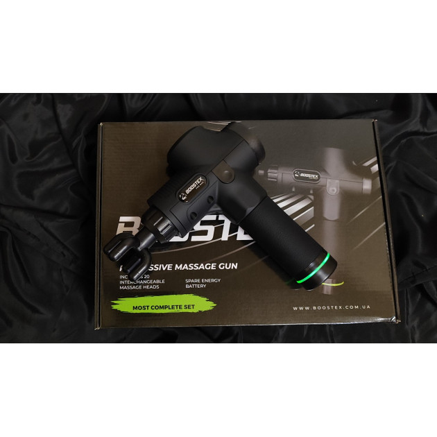 Безкоштовна доставка. Ударний перкусійний масажер Boostex (massage gun) АнтицелюлітнийПеркусійний режимів, АБС-пластик, поліуретан насадка, батарея 2500am/h, кейс.