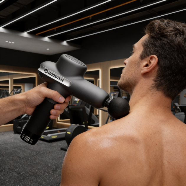 Профессиональный перкуссионный массажер Booster Lightsaber U1 (24V) (Чёрный) для глубокого массажа