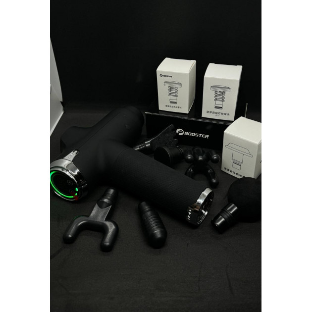 Профессиональный ударный перкуссионный массажёр Booster Fusion Black Pro Чёрный. Массажёр для тела