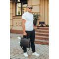 Шкіряна чоловіча ділова сумка 38x29x8, папка портфель для роботи  Tiding Bag 30987 чорна