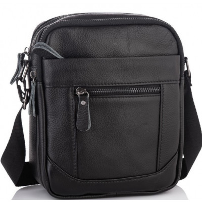 Мужская барсетка 18х21х7, кожаная сумка планшетка через плечо Tiding Bag SK N5386 черная