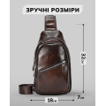 Чоловічий шкіряний слінг на одне плече 18х32х7, сумка-бананка для міста TIDING BAG 62867 коричнева