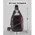 Чоловічий шкіряний рюкзак на одне плече 18х32х7, сумка-слінг для міста TIDING BAG MK03983 коричнева
