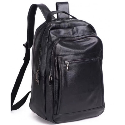 Кожаная мужской наплечная сумка для ноутбука и поездок 28х42х18, рюкзак для работы Tiding Bag D3-9343, черный