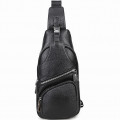 Чоловіча шкіряна сумка-слінг 17х32х7, бананка для роботи та офісу TIDING BAG - MK-96303 чорна
