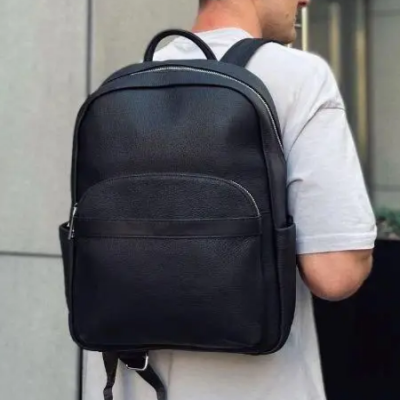 Мужской городской кожаный рюкзак 28х39х15, сумка наплечная для работы и путешествий Tiding Bag 60320 черная