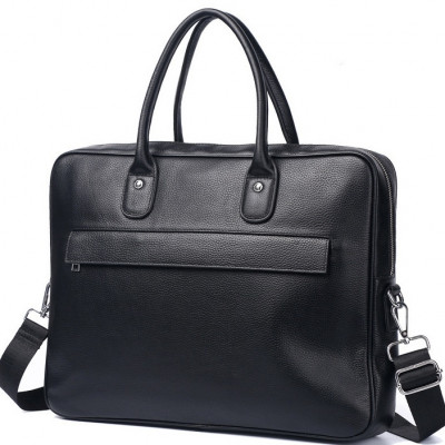 Кожаная мужская сумка для ноутбука 40х30х8, офисный деловой портфель Tiding Bag M364A черный