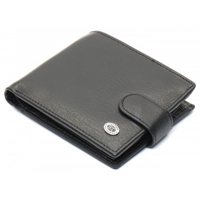 Черное мужское портмоне из натуральной кожи с фиксацией ST Leather ST103