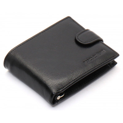 Черное кожаное мужское портмоне с зажимом для денег Marco Coverna MC-2006H-1