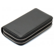 Чорний чоловічий гаманець-клатч на дві блискавки з натуральної шкіри Marco Coverna MC-801