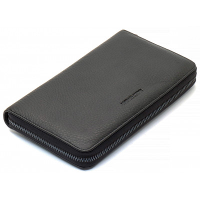 Черный кошелек-клатч с блоком под карточки под одной молнией из натуральной кожи  Marco Coverna МС-5901Q