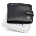 Шкіряне чоловіче портмоне на кнопці ST Leather ST-104-1 чорний