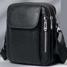 Чоловіча шкіряна сумка-барсетка 19х24х7.5, сумочка планшет через плече чорна Bexhill BX-09164