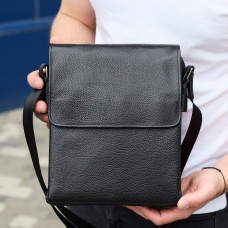Сумка месенджер 21.5x25x7 шкіряна барсетка для чоловіків Tiding Bag 35775 чорна
