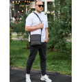 Шкіряна чоловіча сумка-месенджер 21х23х5.5, сумка планшет через плече Tiding Bag 48450 чорна