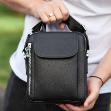 Чоловіча шкіряна сумка-барсетка 19х24х7.5, сумочка планшет через плече Bexhill BX-36256 чорна