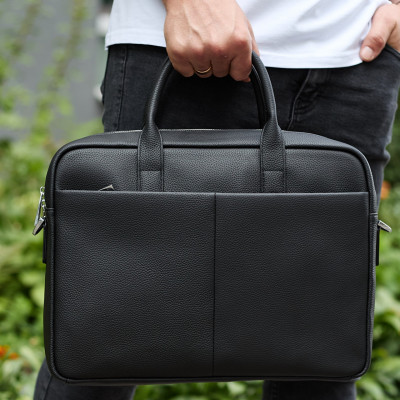 Мужской портфель на плечо 38х28х8.5, офисный кожаный мессенджер, мужская деловая сумка для города, черная