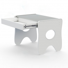 Зручний столик у дитячу кімнату 70×45×51, дитячий ігральний стіл із ящиком, білий з сірим