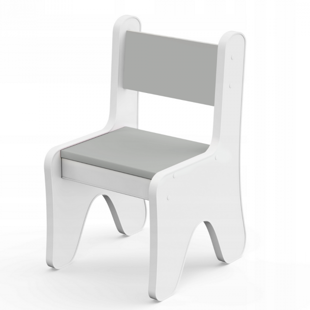 Стільчик для дитячої кімнати 55×37×33 дитячий зручний стілець для ігор, білий з сірим