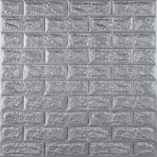 3D панель самоклеюча 700х770х7мм цегла Срібло (017-7) SW-00000059