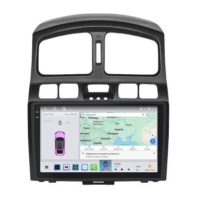 Штатная магнитола Lesko для Hyundai Santa Fe I 2000-2012 экран 9" 4/64 QLED CarPlay 4G Wi-Fi GPS 360 Prime