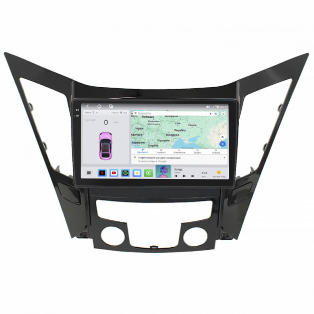 Штатная магнитола Lesko для Hyundai Sonata VI (YF) 2009-2014 экран 9" 4/64 QLED CarPlay 4G Wi-Fi GPS 360 Prime