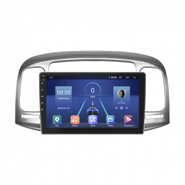 Штатная магнитола Lesko для Hyundai Verna II 2005-2010 экран 9" 6/128Gb 4G Wi-Fi GPS Top