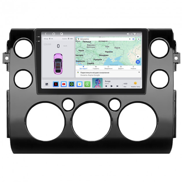 Штатная магнитола Lesko для Toyota FJ Cruiser  2006-н.в. экран 9" 4/64 QLED CarPlay 4G Wi-Fi GPS 360 Prime