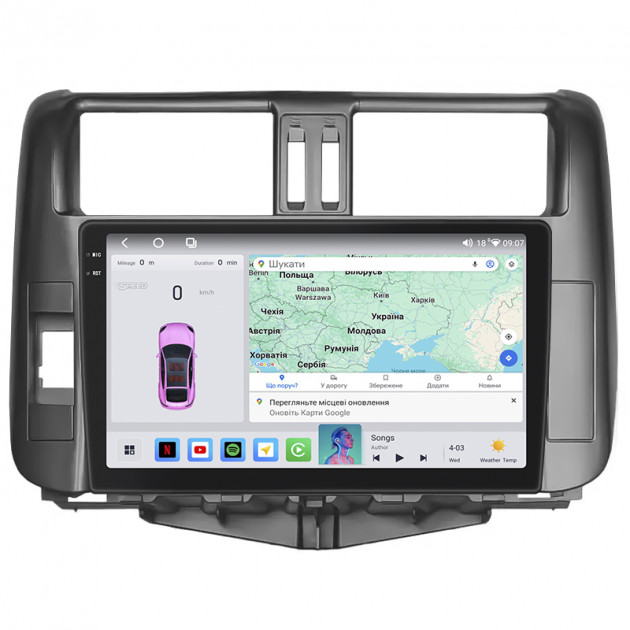 Штатная магнитола Lesko для Toyota Land Cruiser Prado 150 Series 2009-2013 экран 9" 4/64 QLED CarPlay 4G Wi-Fi GPS 360 Prime