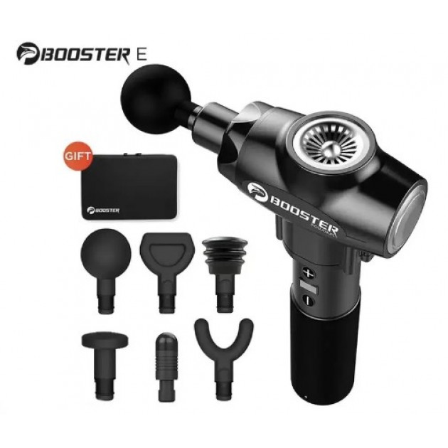 Профессиональный перкуссионный массажер для мышц Booster E (24V) Черный — ударный пистолет для снятия напряжения и боли.