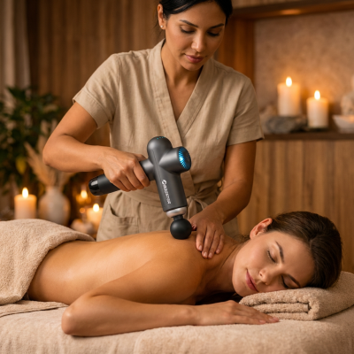 Профессиональный перкуссионный массажёр Booster Lightsaber (24v) для массажа триггерных точек.