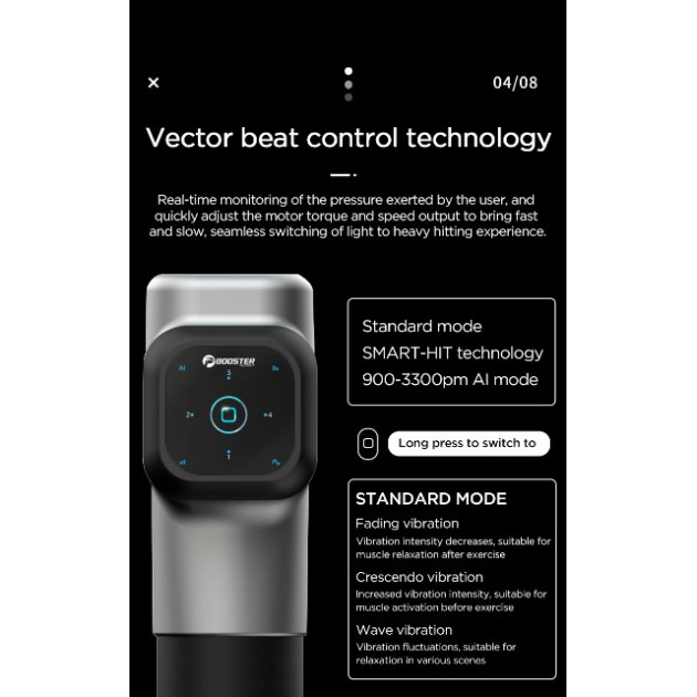 Профессиональный перкуссионный массажер Booster M2A для мышц и триггерных точек