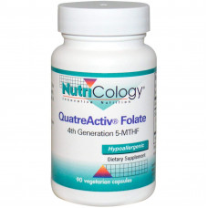 Фолат, 5-MTHF, QuatreActiv Folate, Nutricology, 90 капсул