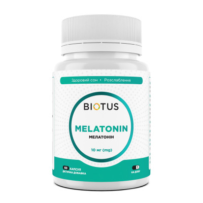 Мелатонін, Melatonin, Biotus, 10 мг, 60 капсул