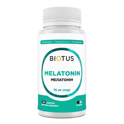 Мелатонін, Melatonin, Biotus, 10 мг, 100 капсул