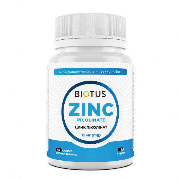 Цинк піколінат, Zinc Picolinate, Biotus, 15 мг, 60 капсул