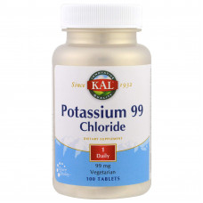 Калій хлорид, Potassium Chloride, KAL, 99 мг, 100 таблеток