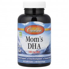 Докозагексаєнова кислота (ДГК) для годуючих мам, Mother's DHA, Carlson, 500 мг, 60 гелевих капсул