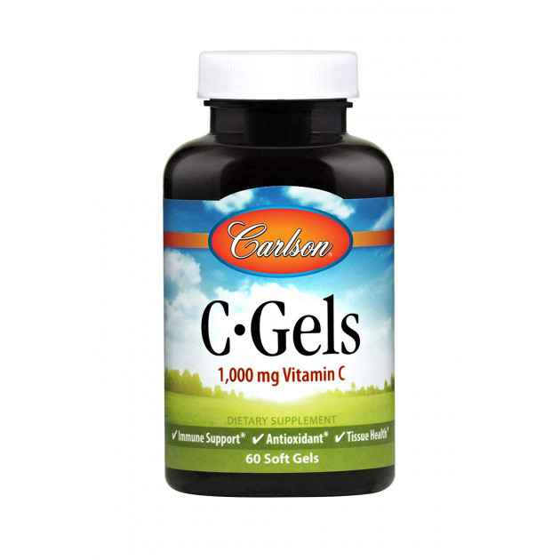 Вітамін C, C-Gel, Carlson, 1000 мг, 60 гелевих капсул