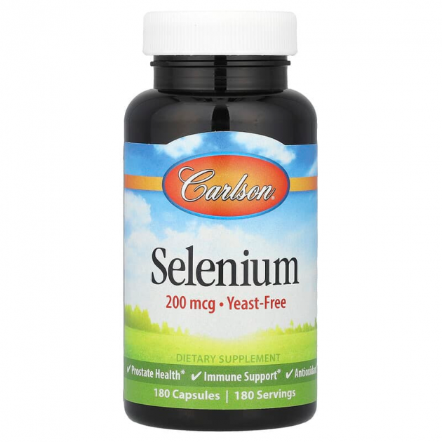 Селен, Selenium, Carlson, 200 мкг, 180 капсул