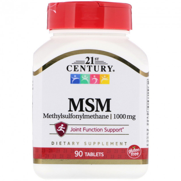 Метилсульфонілметан МСМ, MSM, 21st Century, 1000 мг, 90 таблеток