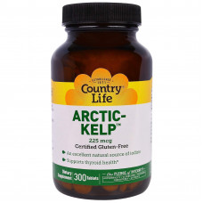 Йод, арктична ламінарія, Artic-Kelp, Country Life, 225 мкг, 300 таблеток