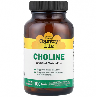 Холін, Choline, Country Life, 266 мг, 100 таблеток