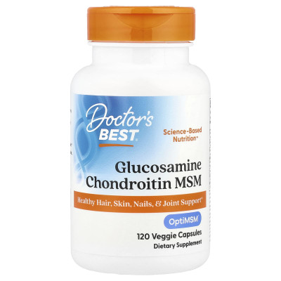 Глюкозамін, хондроїтин з OptiMSM, Glucosamine Chondroitin MSM, Doctor's Best, 120 вегетаріанських капсул